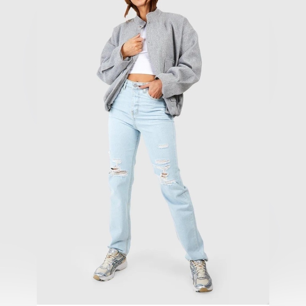 Tall High Waisted Distressed Ripped
Straight Leg Jean